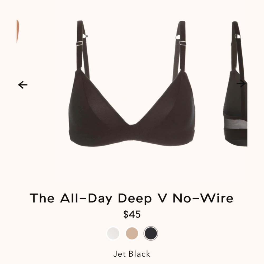 Lively The All-Day Deep V No-Wire Bra 34D Jet Black